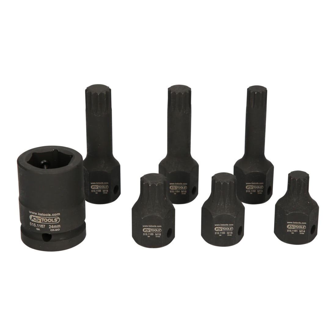 KS Tools 1/2" Spezial-Kraft-Bit-Stecknuss-Satz Vielzahn, 7-tlg. M14-M18