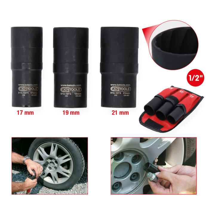 KS Tools 1/2" spiraalprofiel dopsleutelset, 3-delig, 17-21mm