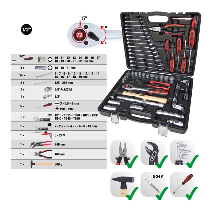 KS Tools 1/2" Universal-Werkzeug-Satz, 47-tlg