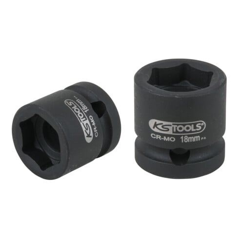 KS Tools 1/2" zeskant krachtdop, extra kort, 18,0 mm