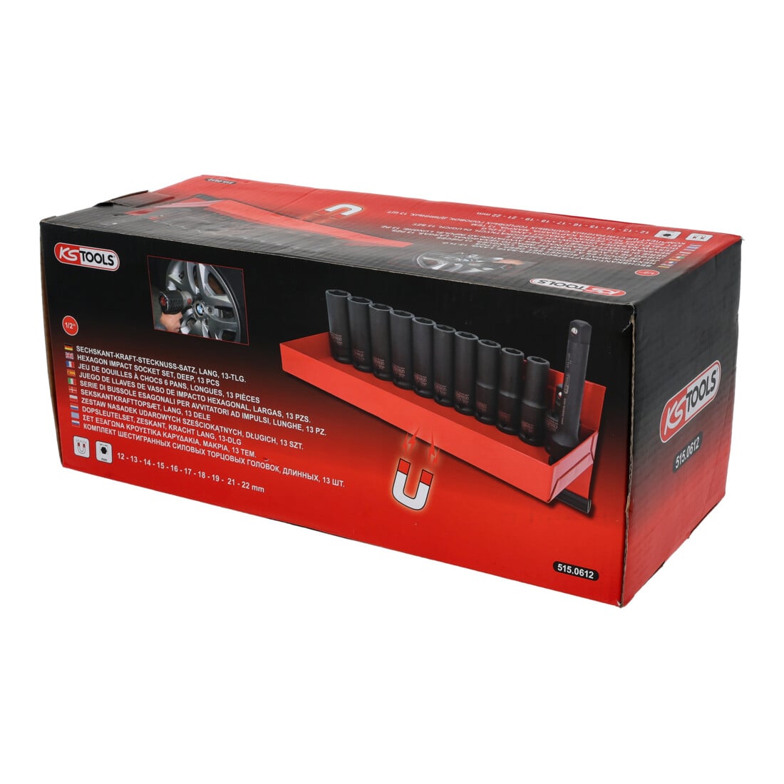 KS Tools 1/2" zeskant krachtdop, lang, 13-delig