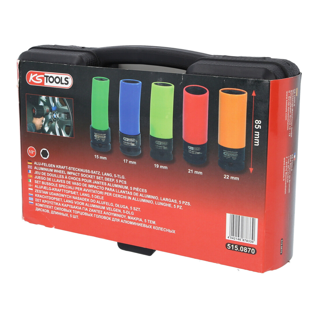 KS Tools 1/2 Zoll Alu-Felgen Kraft-Stecknuss-Satz robust, 5-tlg.