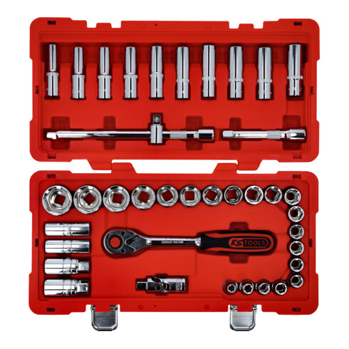 KS Tools 1/2 Zoll CHROMEplus Steckschlüssel-Satz, 39-tlg