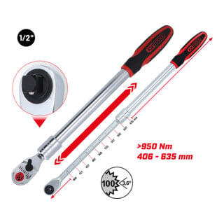 KS Tools 1/2 Zoll Monster Teleskop-Umschaltknarre, 100 Zahn