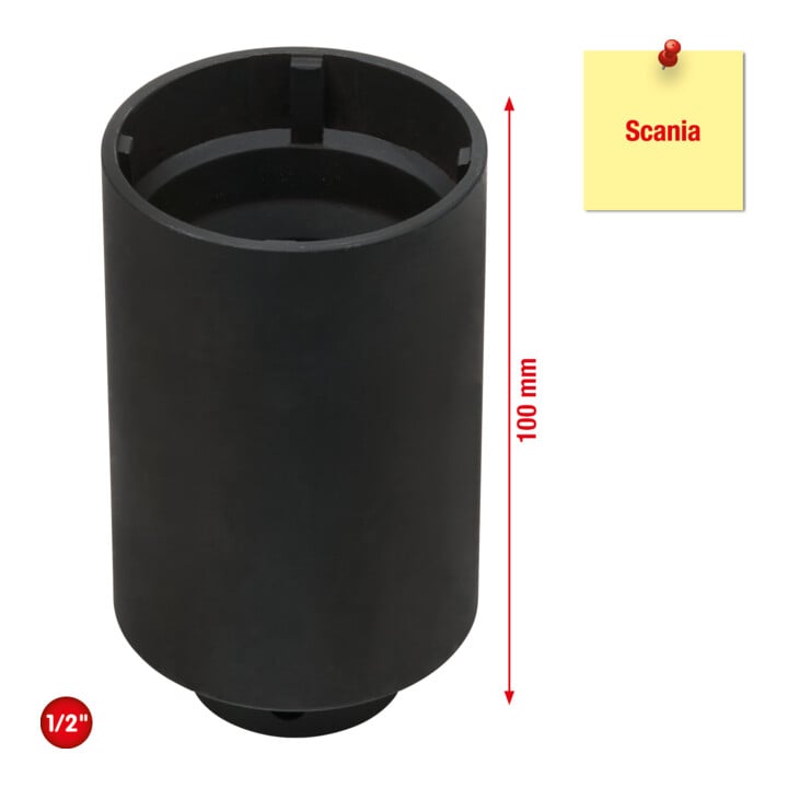 KS Tools 1/2 Zoll Nutmuttern-Schlüssel mit 4 Zapfen für Scania, Innenzapfen D. 48 mm