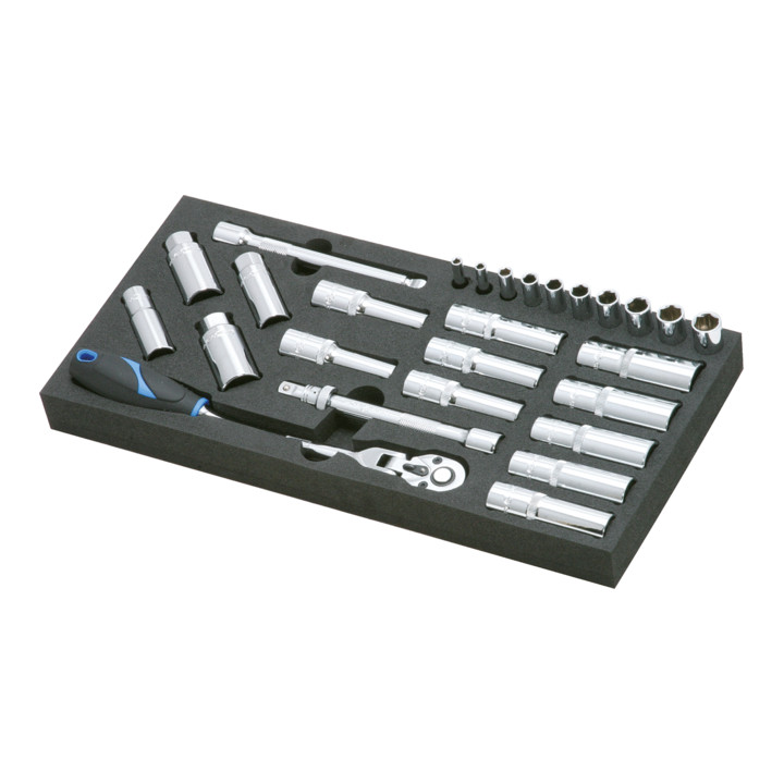 KS Tools 1/4"-1/2" CHROMEplus bougie service set, 27 delig in 1/3 systeem tray