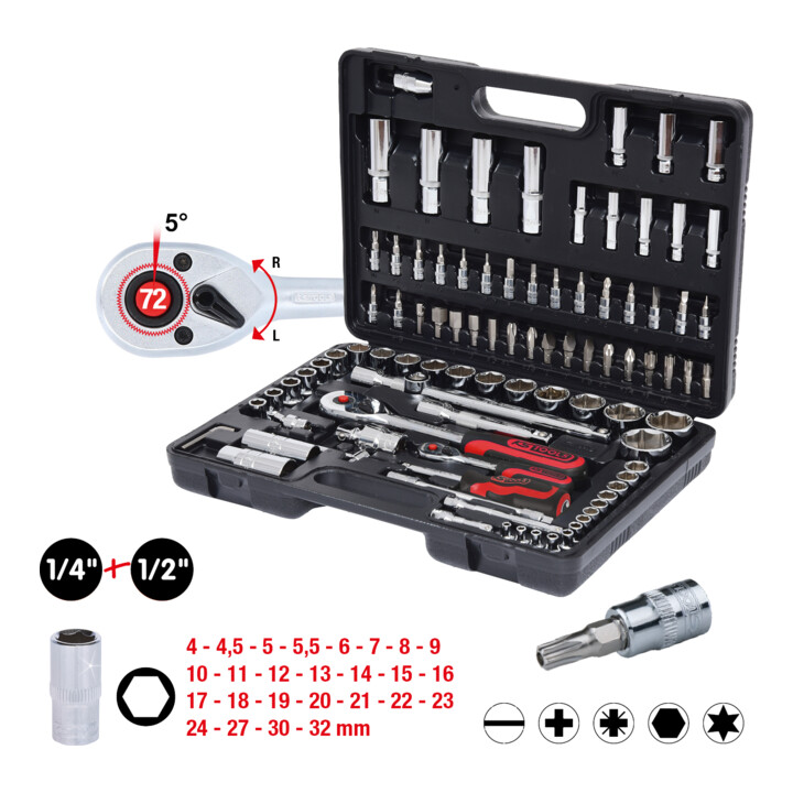 KS Tools 1/4"+1/2" CHROMEplus dopsleutelset, 94-delig