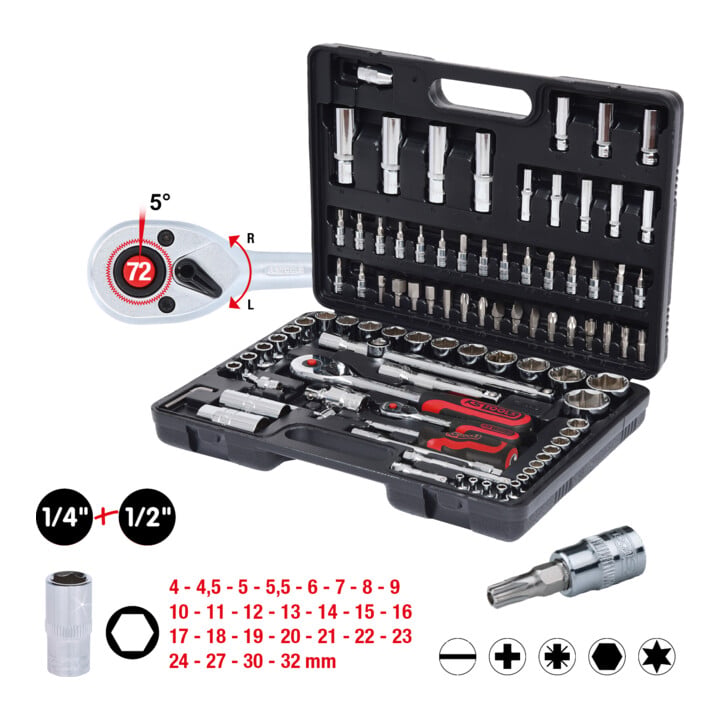 KS Tools 1/4"+1/2" CHROMEplus Steckschlüssel-Satz, 94-teilig