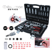 KS Tools 1/4" +1/2" dopsleutelset, 94 stuks-2
