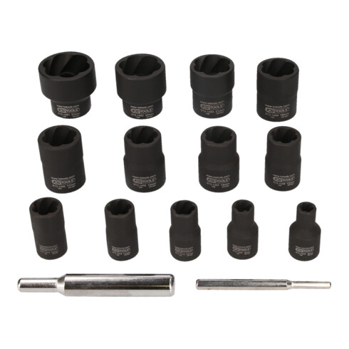 KS Tools 1/4"+1/2" spiraalprofiel dopsleutelset, 15 delig
