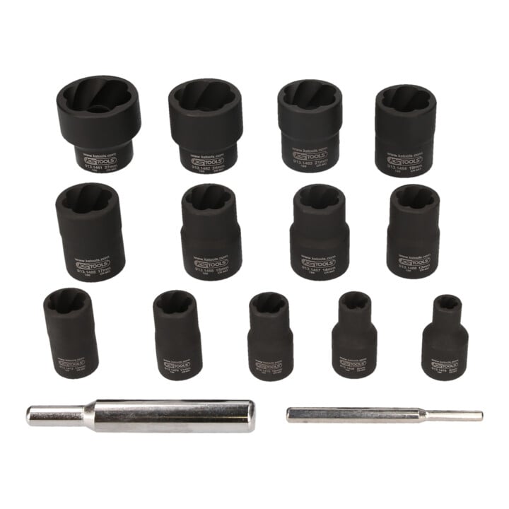 KS Tools 1/4"+1/2" spiraalprofiel dopsleutelset, 15 delig