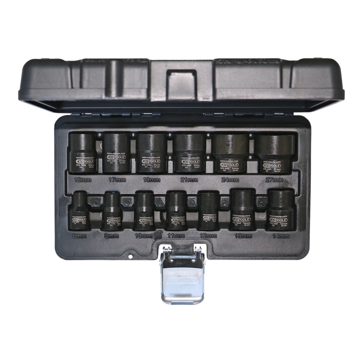 KS Tools 1/4"+1/2" Spiral-Profil-Kraft-Stecknuss-Satz, 15-teilig