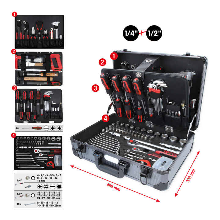 KS Tools 1/4"+1/2" universele gereedschapset, 149 st.