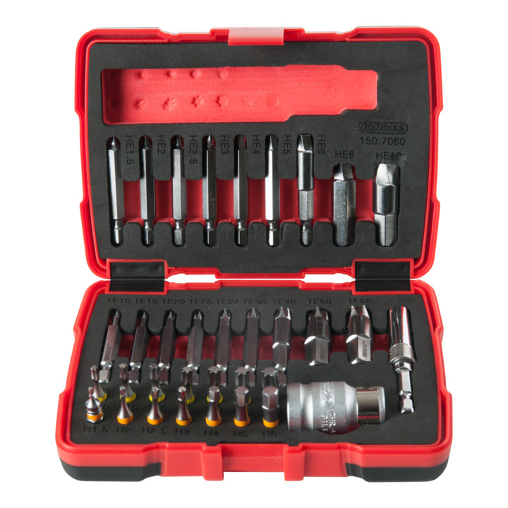 KS Tools 1/4" + 10 mm TX et jeu d'extracteurs de vis à six pans creux, 34 pcs.