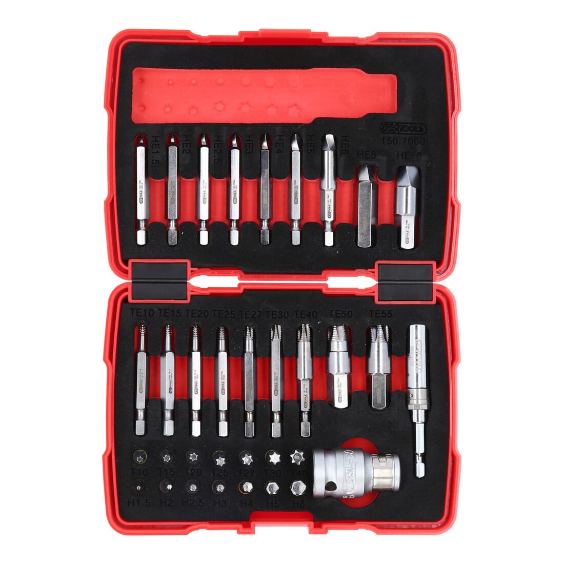 KS Tools 1/4" + 10 mm TX et jeu d'extracteurs de vis à six pans creux, 34 pcs.