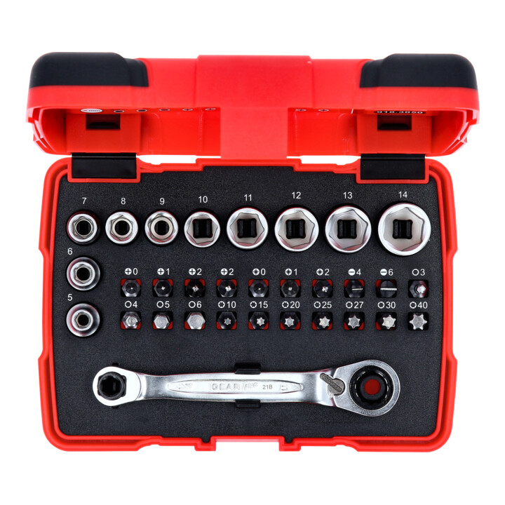 KS Tools 1/4" + 11 mm doorvoer dopsleutels en bitset, 31 st.