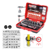 KS Tools 1/4" + 11 mm Durchgangs-Steckschlüssel- und Bit-Satz, 31-tlg.-2