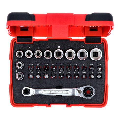 KS Tools 1/4" + 11 mm Durchgangs-Steckschlüssel- und Bit-Satz, 31-tlg.