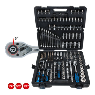 KS Tools 1/4''+3/8''+1/2'' CHROMEplus Steckschlüssel-Satz, 216-tlg.