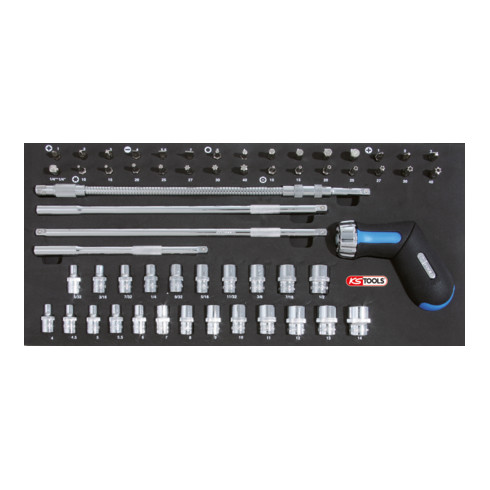KS Tools 1/4"' GEARplus Jeu de tournevis à cliquet, 58 pièces