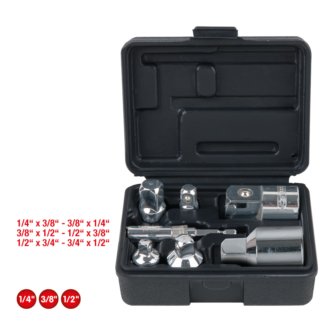 KS Tools 1/4"+3/8"+1/2"+3/4" CHROMEplus Vergrößerungs- und Reduzieradapter-Satz, 7-tlg.