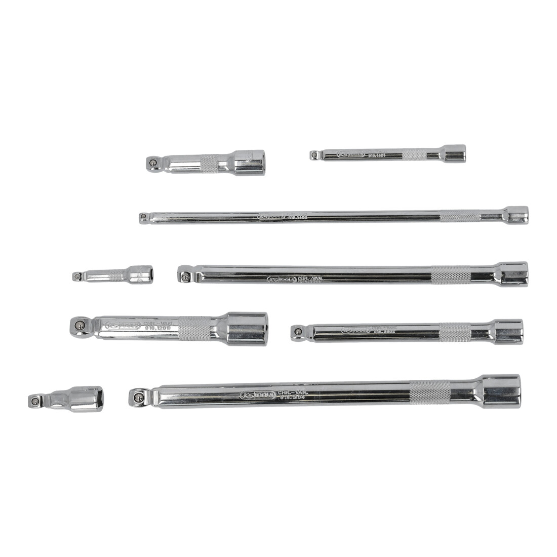 KS Tools 1/4"+3/8"+1/2" CHROMEplus kantelverlengset, 9-delig