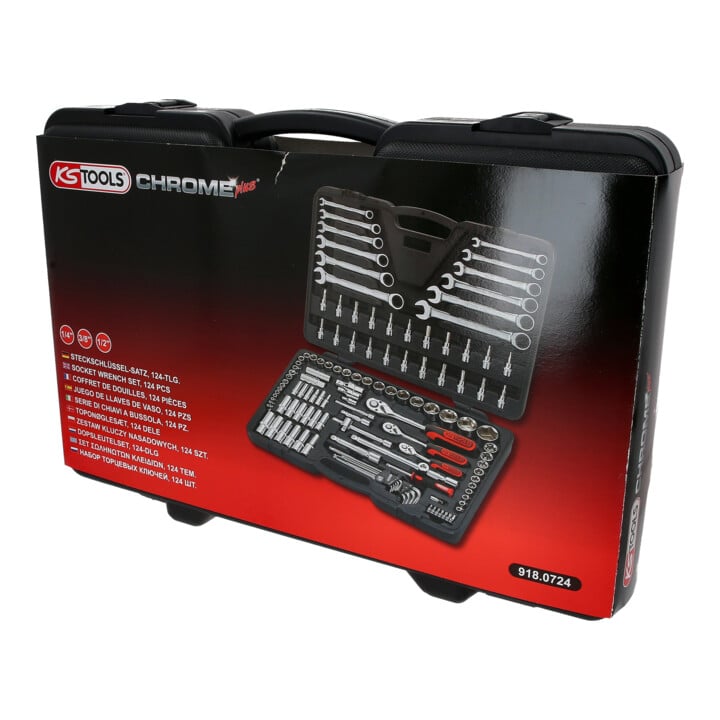 KS Tools 1/4"+3/8"+1/2" CHROMEplus Steckschlüssel-Satz, 124-teilig