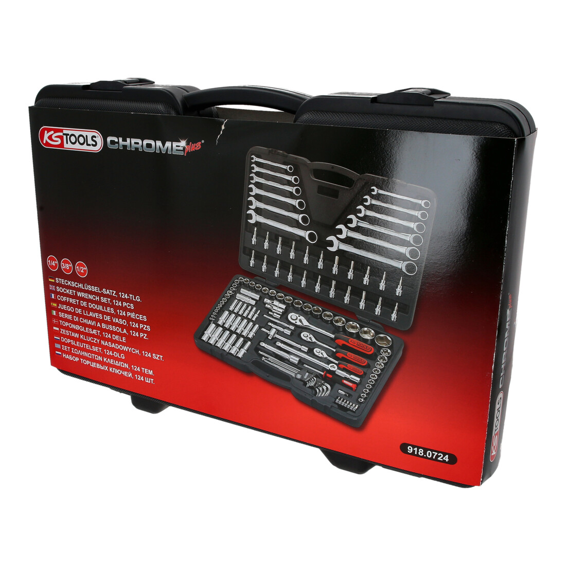 KS Tools 1/4"+3/8"+1/2" CHROMEplus Steckschlüssel-Satz, 124-teilig