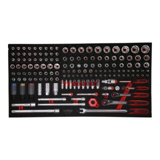 KS Tools 1/4" + 3/8" + 1/2" dopsleutelset in schuimrubberen inleg, 156 st.