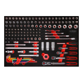 KS Tools 1/4" + 3/8" dopsleutelset in schuimrubberen inleg, 140 st.