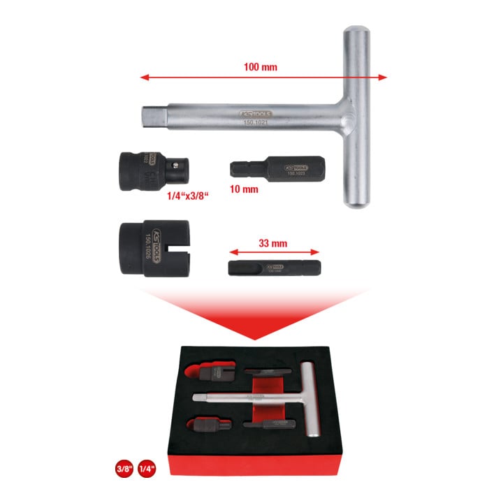 KS Tools 1/4"+3/8" Öldienst-Spezialprofil-Satz für Kunststoff-Ölablassschrauben, 5-tlg.