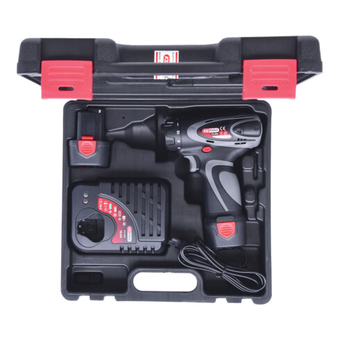 KS Tools 1/4" accuschroevendraaier, 24Nm, 400 omw/min 10,8V, met 2 batterijen en 1 lader