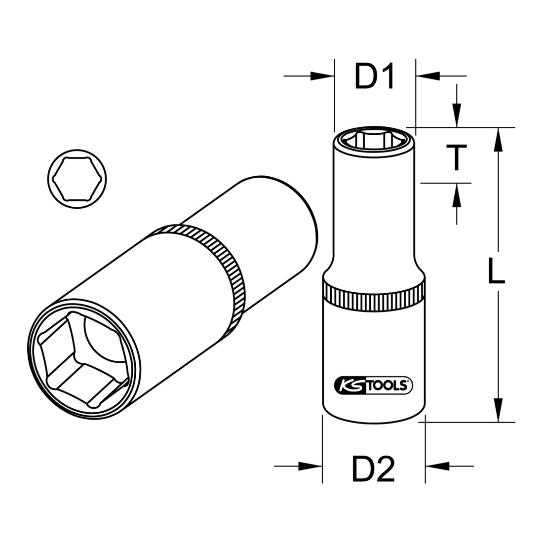 KS Tools 1/4" Bit-Adapter-Stecknuss
