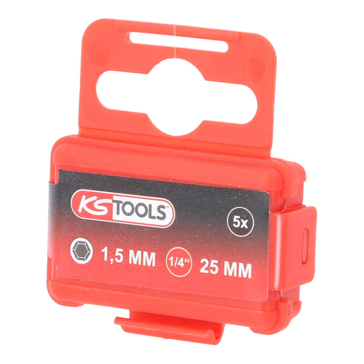 KS Tools 1/4" Bit Innensechskant, 25mm, Kugelkopf, 1,5mm, 5er Pack