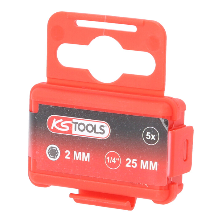 KS Tools 1/4" Bit Innensechskant, 25mm, Kugelkopf, 2mm, 5er Pack
