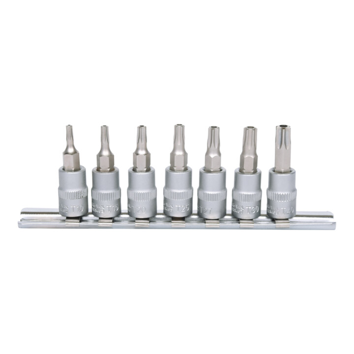 KS Tools 1/4" Bit-Stecknuss-Satz, 7-teilig, TB10-TB40 mit Stirnlochbohrung