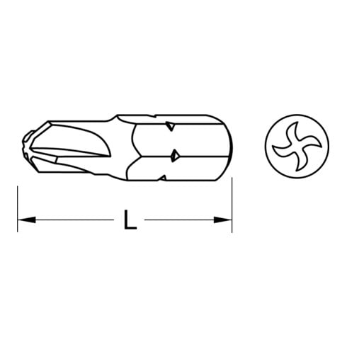 KS Tools 1/4" bit Torq-set®, 25mm, 1/4", set van 5