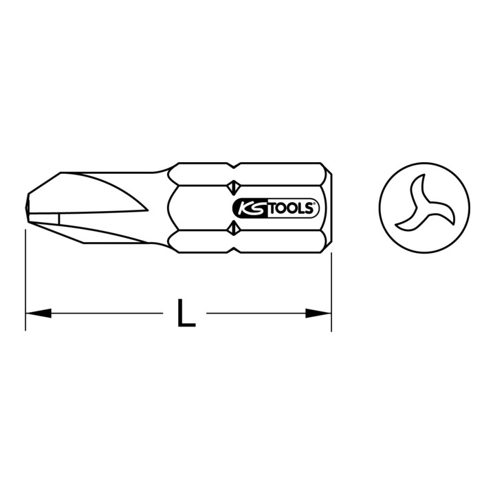 KS Tools 1/4" Bit TRIWING, 25mm, #0, pack de 5