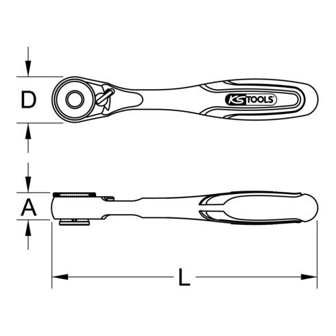 KS Tools 1/4" Bit-Umschalt-Knarre
