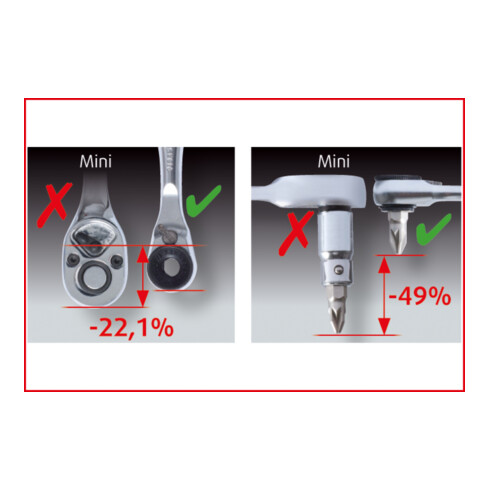 KS Tools 1/4" Bit-Umschalt-Knarre mit Steckadapter für Stecknüsse