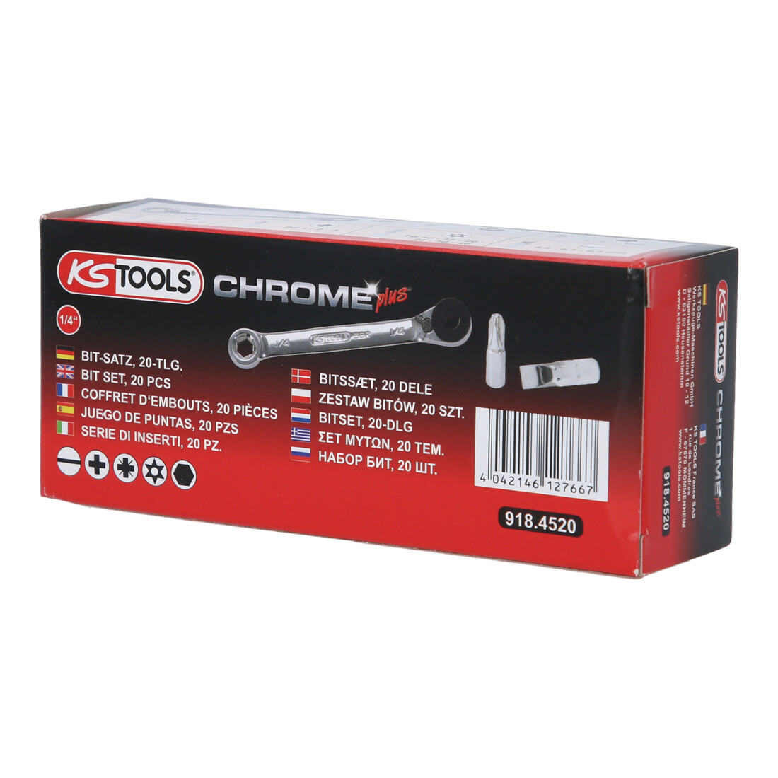 KS Tools 1/4" CHROMEplus Bit-Satz, 20-teilig