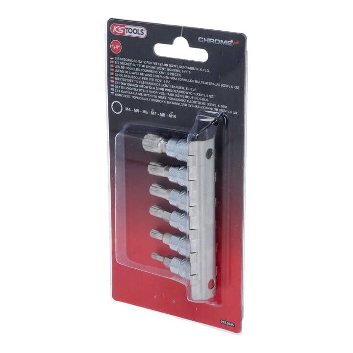KS Tools 1/4"CHROMEplus Bit-Stecknuss-Satz XZN, 6-teilig