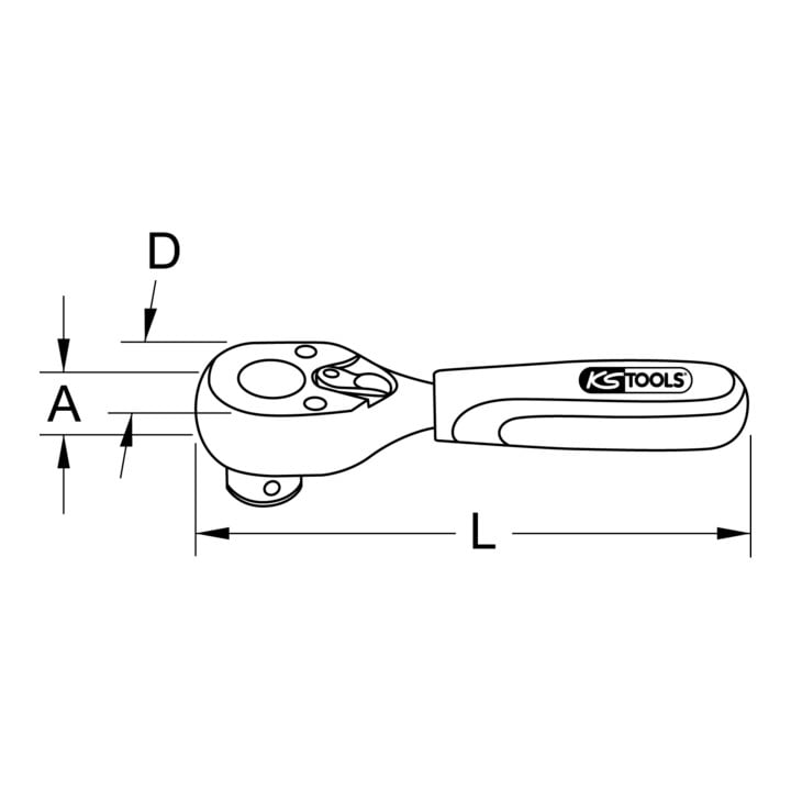 KS Tools 1/4" CHROMEplus Bit-Umschalt-Knarre, 115mm