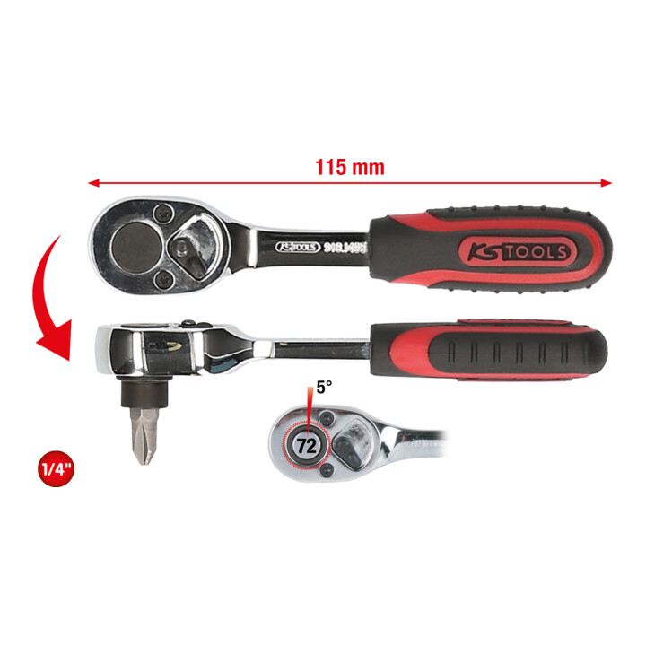 KS Tools 1/4" CHROMEplus bit wissel ratel, 115mm