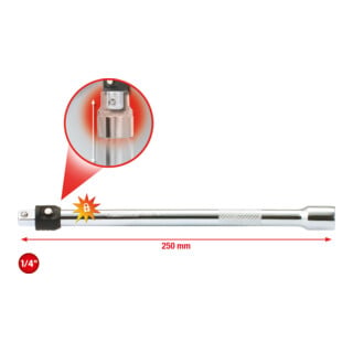 KS Tools 1/4" CHROMEplus Verlängerung mit Verriegelung, 250mm