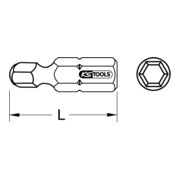 KS Tools 1/4" CLASSIC bit inbus, 25mm, kogelkop, 2,5mm, set van 5-5