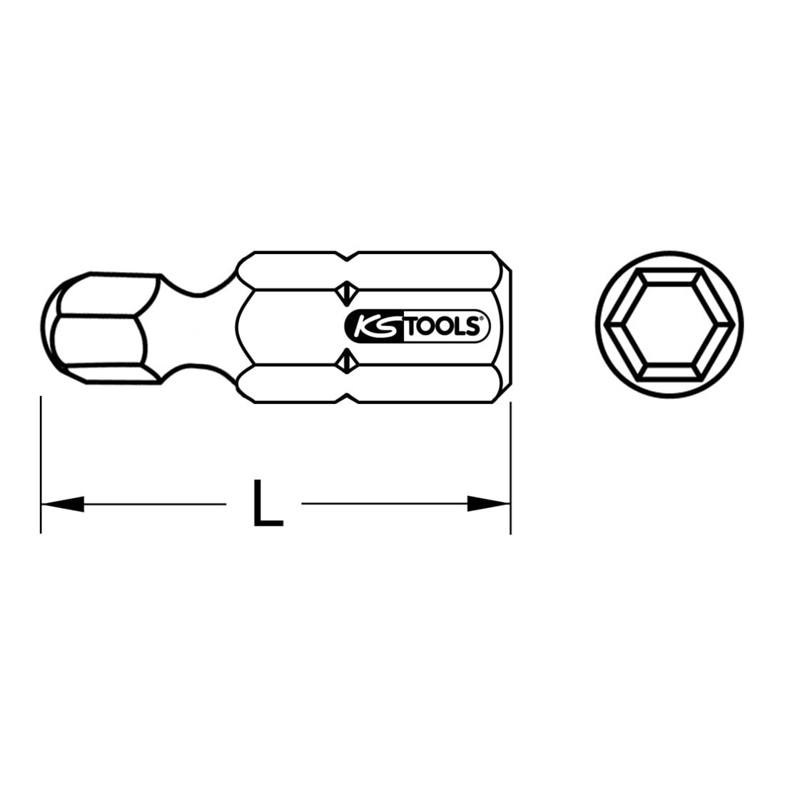KS Tools 1/4" CLASSIC bit inbus, 25mm, kogelkop, 4mm, set van 5