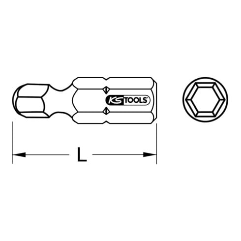 KS Tools 1/4" CLASSIC bit inbus, 25mm, kogelkop, 9/64", set van 5