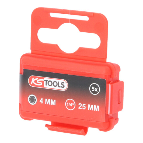KS Tools 1/4" CLASSIC Bit Innensechskant, 25mm, Kugelkopf, 4mm, 5er Pack