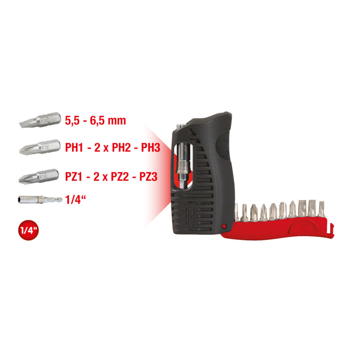 KS Tools 1/4" CLASSIC Mini-Bit-Etui, 11-teilig Schlitz, PH, PZ